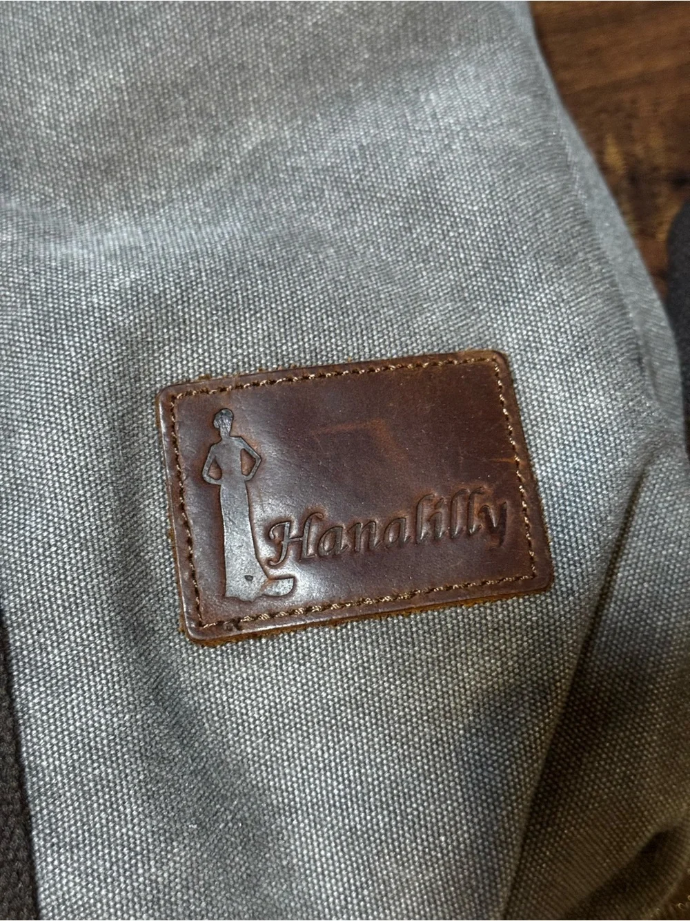 Hanalily Convertible Backpack Grey Canvas Leather Straps